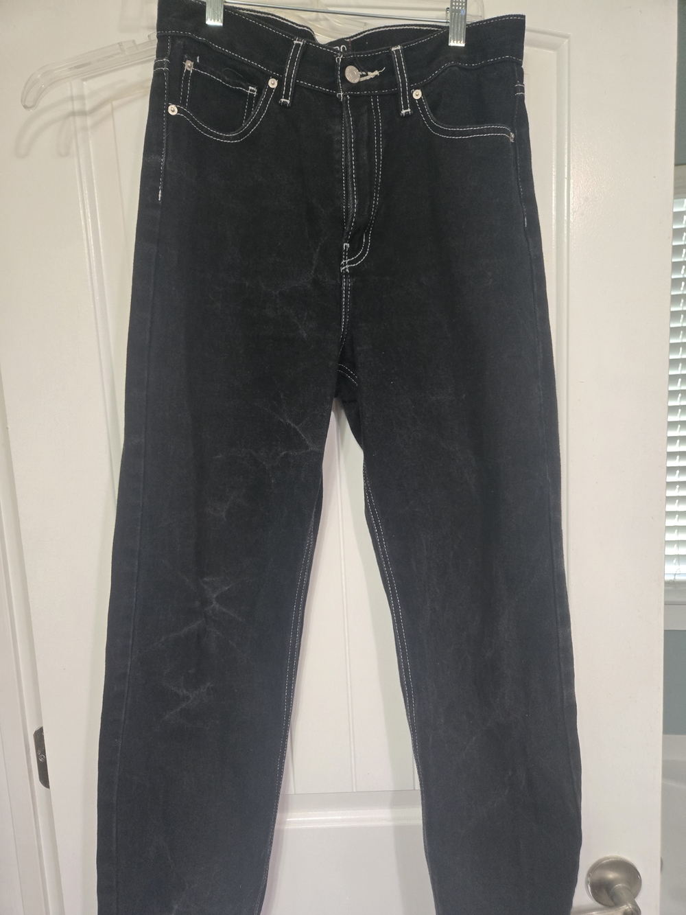 BDG Black Straight Jeans with White Stitching
